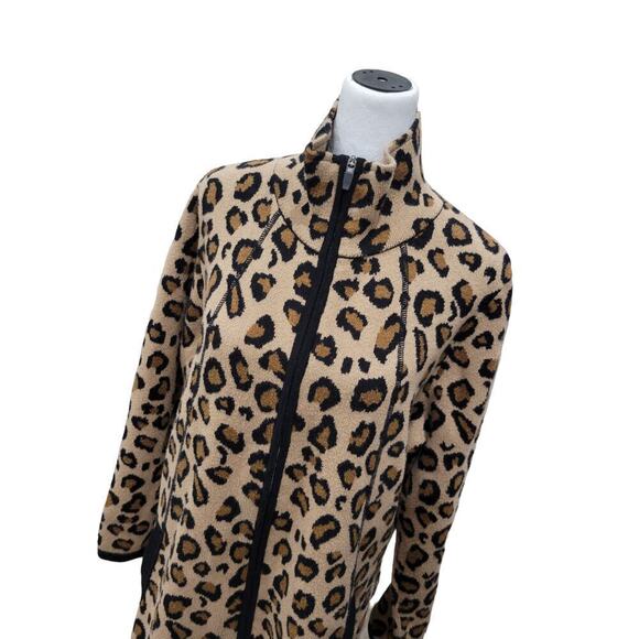 Rachel Zoe Women's Animal Print Sweater Size 1x Longline Zip Up Cardigan Cheetah - Picture 5 of 11